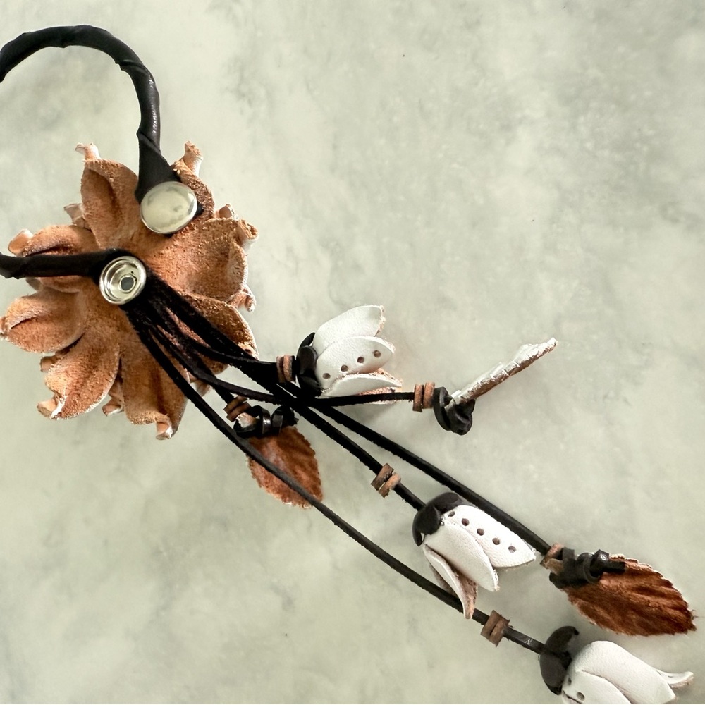 White Floral Leather Flower - Picture 5 of 7